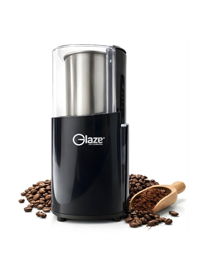 جليز مطحنة قهوة كهربائية 300 واط، سعة 100 غرام، شفرة من الفولاذ المقاوم للصدأ، مطحنة متعددة الأغراض لحبوب القهوة والتوابل - أسود - Image 1